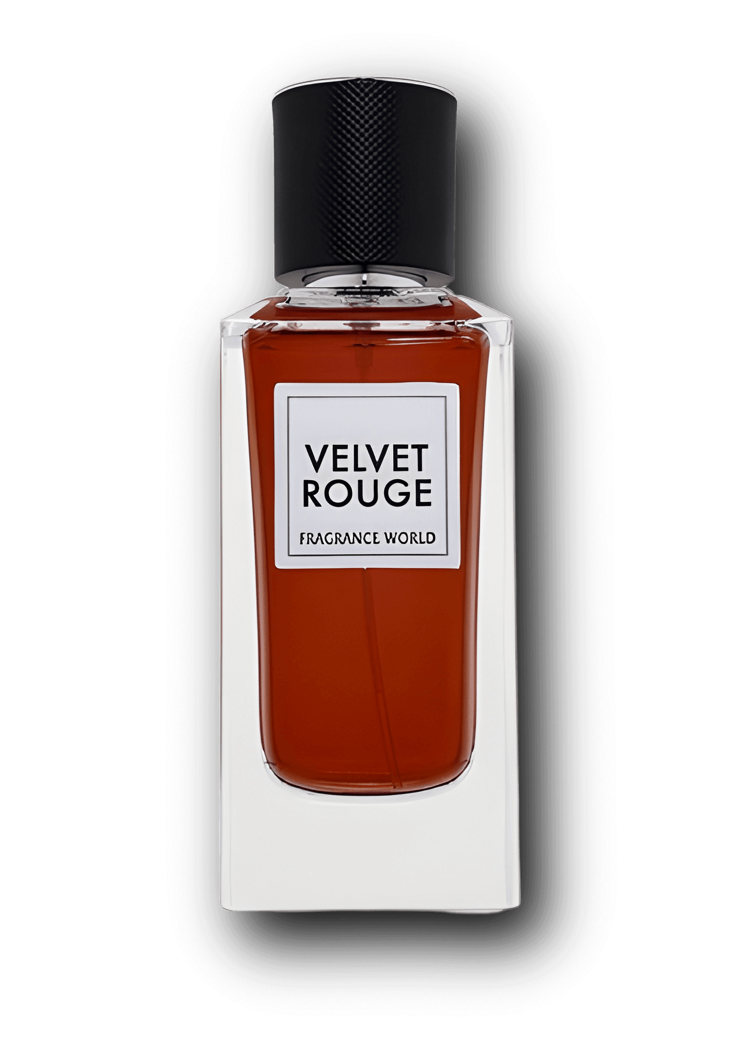Rouge Velvet från Fragrance World inspirerad av Rouge Velours – elegant doft med vitt te, rosépeppar, ros och patchouli.